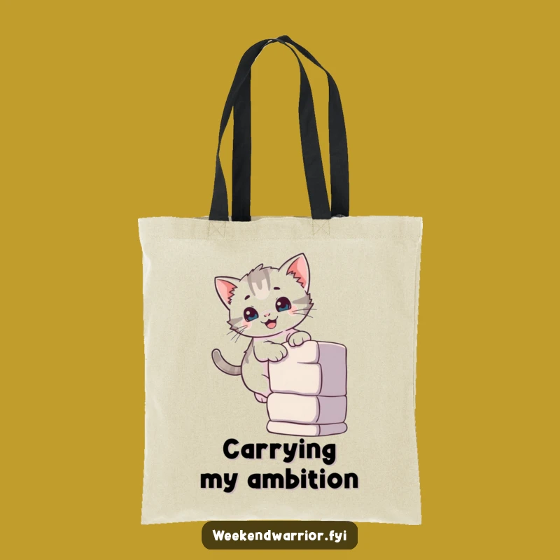 Funny Kitten Climber Tote Bag: Carry Your Essentials with Cute Cat Style, a Funny Gift