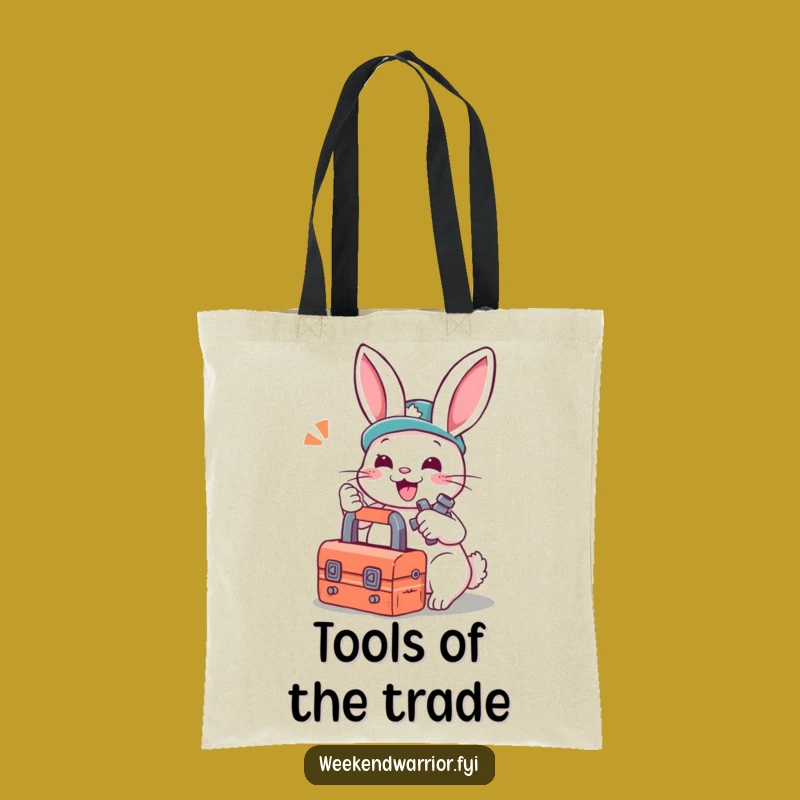 Funny Rabbit Mechanic Tote Bag: Playful Fixer Bunny Carryall, Great Gift
