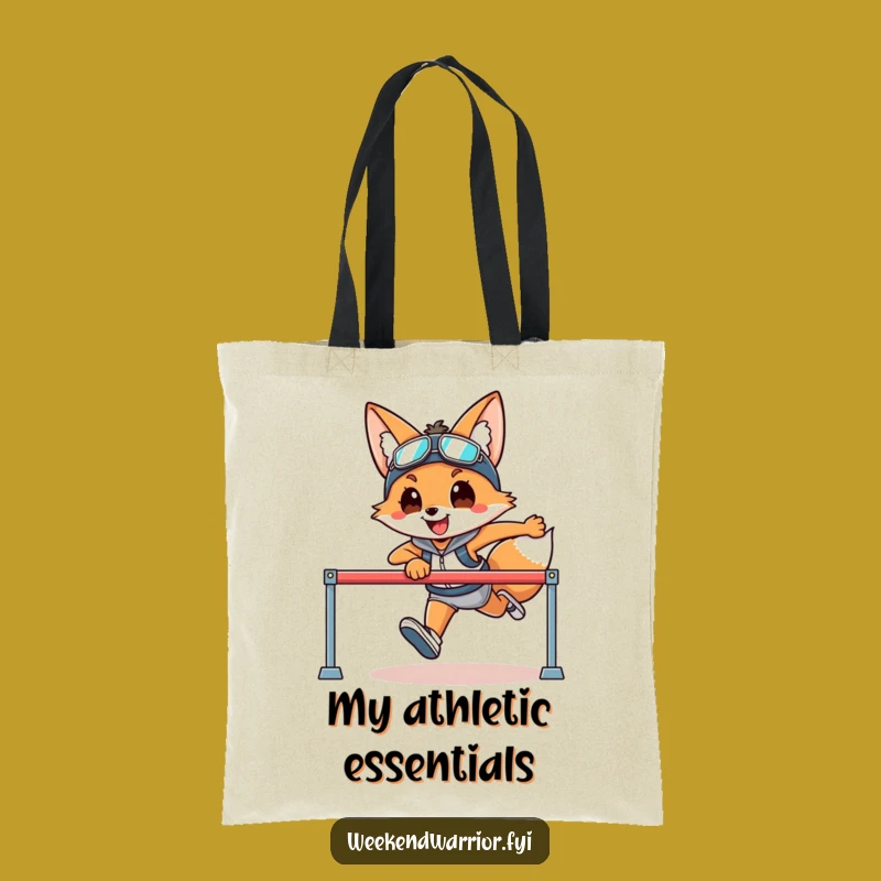 Funny Fox Hurdler Tote Bag a Smiling Athlete Accessory for Gym