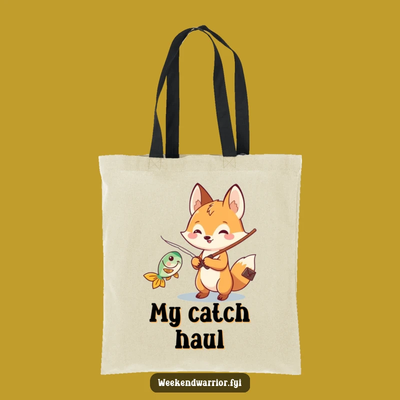 Funny Kawaii Fox Fishing Tote Bag - Carry Your Tackle and Fun
